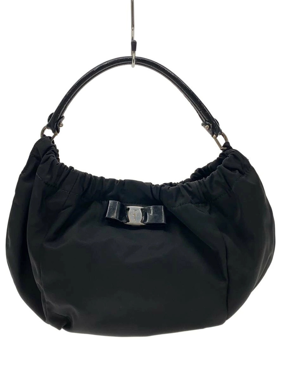 Salvatore Ferragamo Vara Ribbon Leather Shoulder Bag Black